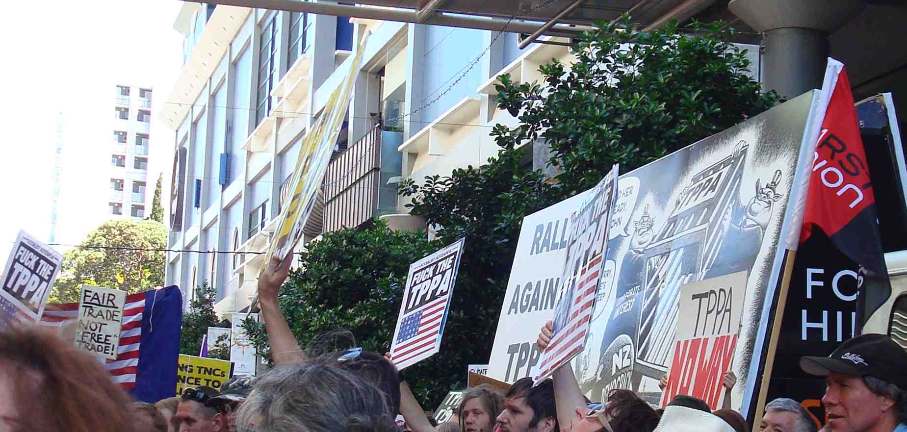 TPPA Protesters in Auckland